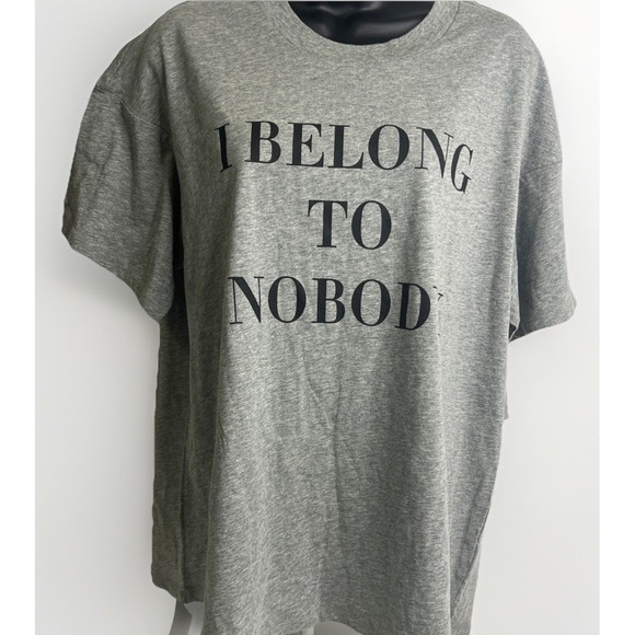 Nobody Denim Graphic Crewneck T-Shirt Tee "I‎ Belong To Nobody" Gray Large~NWT - Picture 1 of 9
